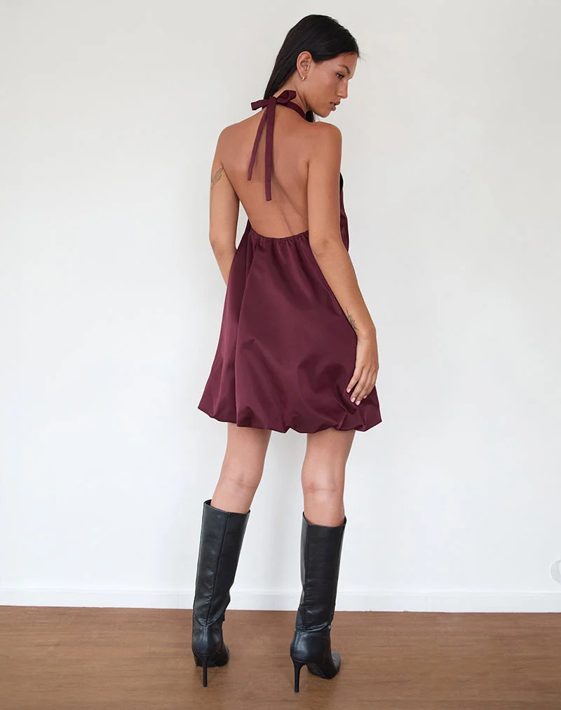 Yusna Puffball-Minikleid in Dunkelbeere