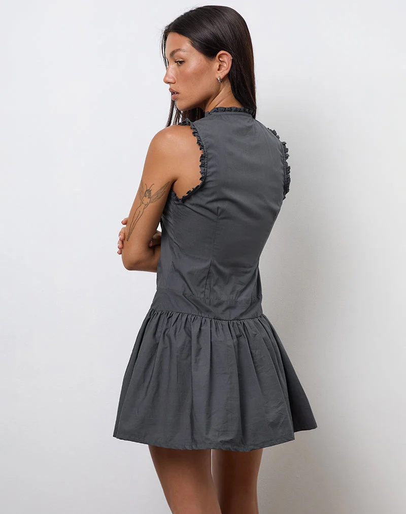 Dayara Minikleid aus Popeline in Anthrazit