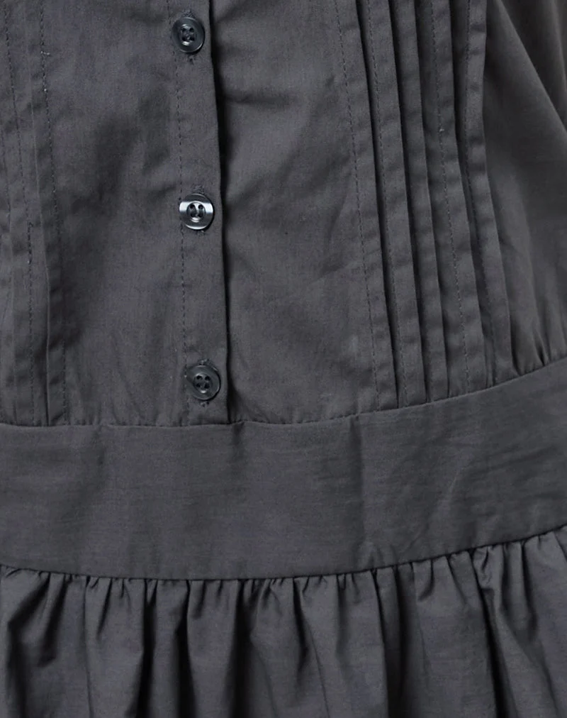 Dayara Minikleid aus Popeline in Anthrazit