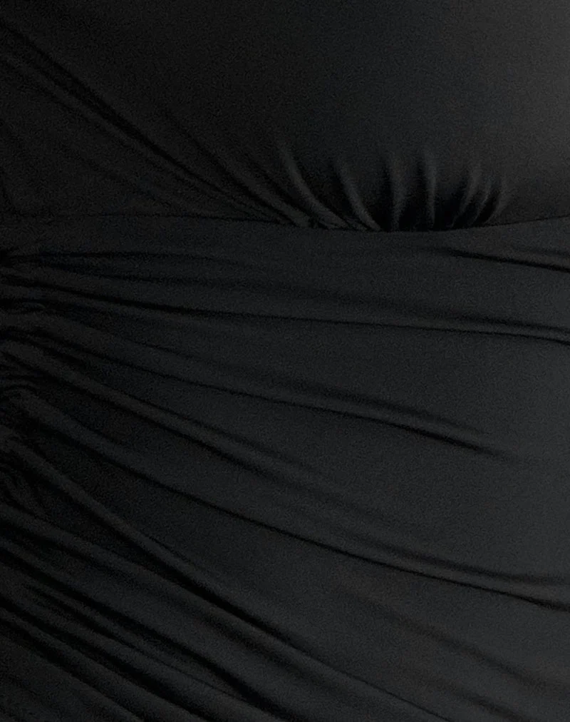 Lindka Plunge Assymetric Top in Slinky Schwarz