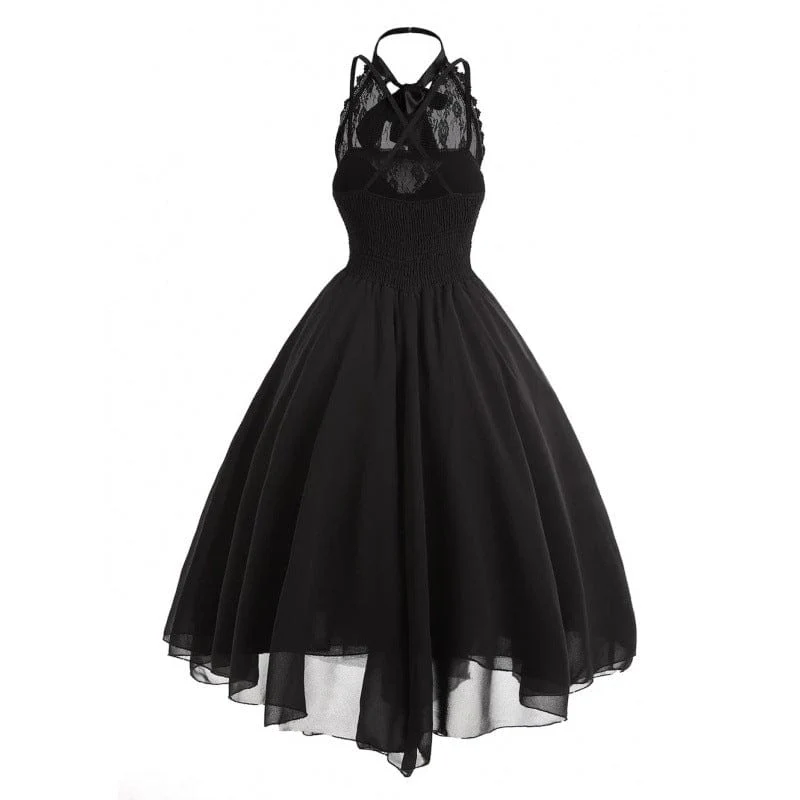 Gothic-Partykleid mit Spitzenbesatz für Damen