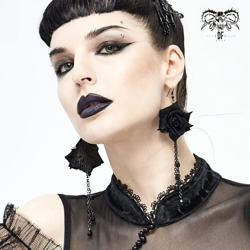 Gothic Schwarze Rosenohrringe für Damen
