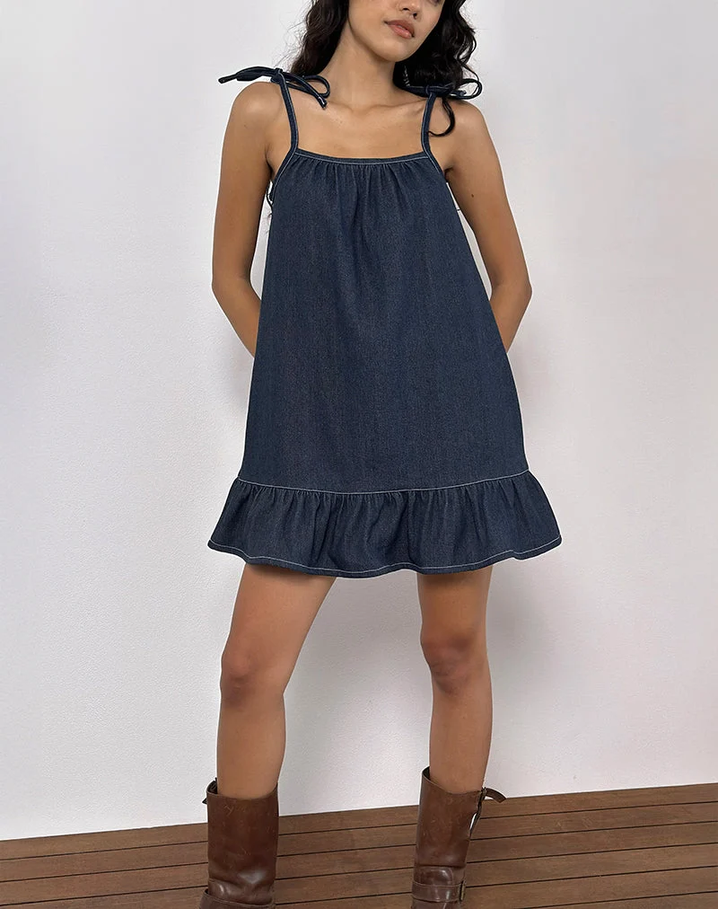 Carlisle Minikleid aus Chambray Indigo