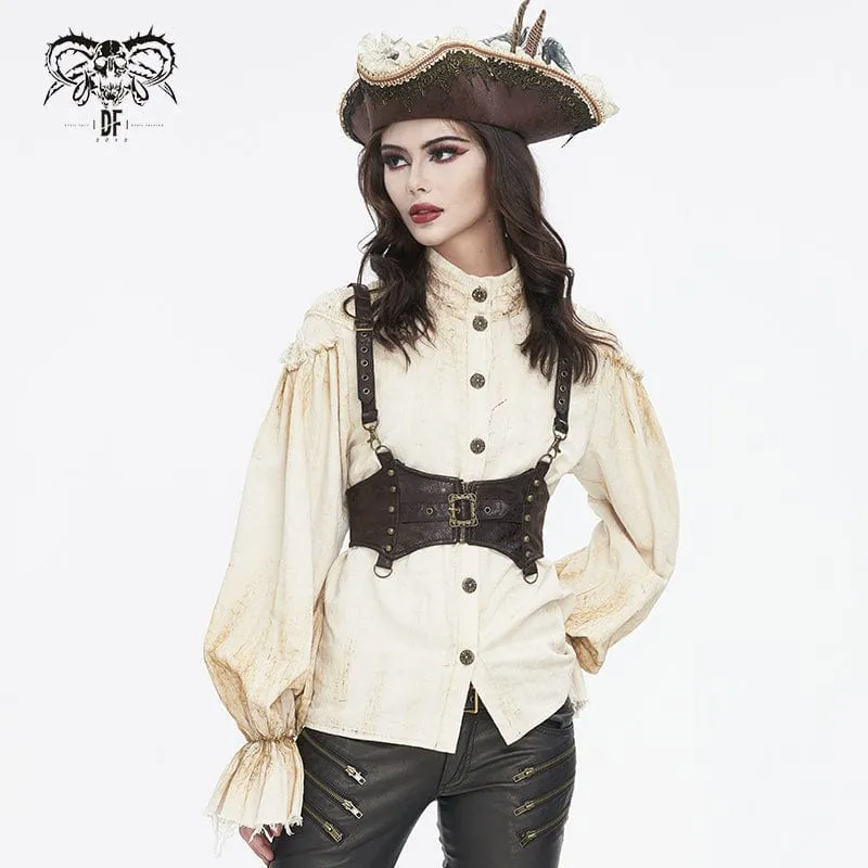 Damen-Unterbrustkorsett aus Kunstleder mit Steampunk-Schnalle