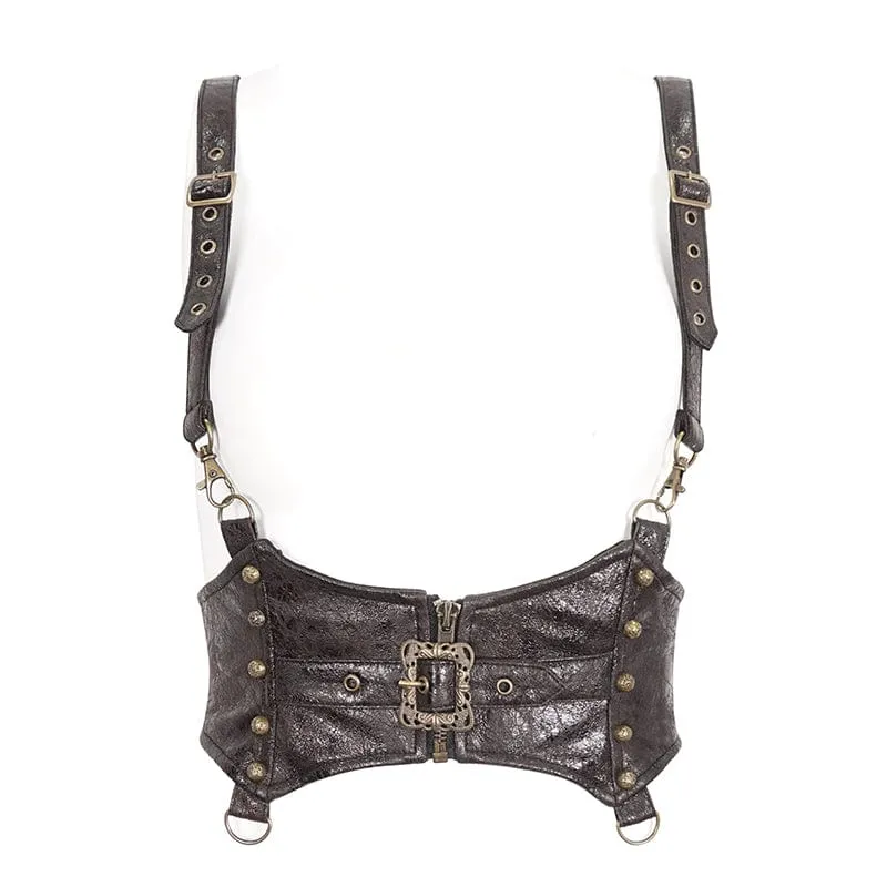 Damen-Unterbrustkorsett aus Kunstleder mit Steampunk-Schnalle