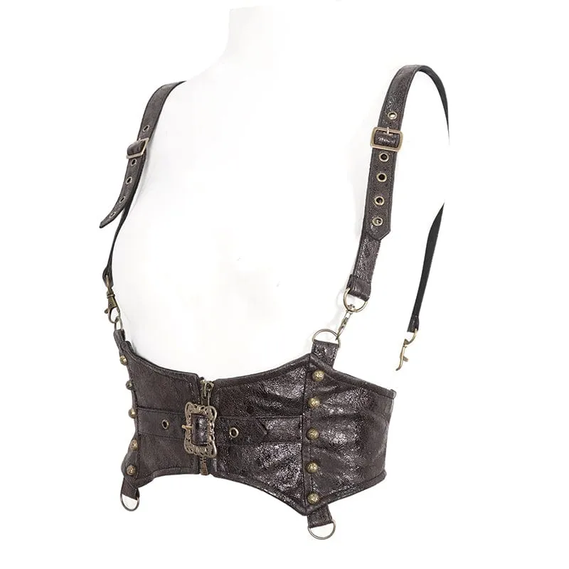 Damen-Unterbrustkorsett aus Kunstleder mit Steampunk-Schnalle