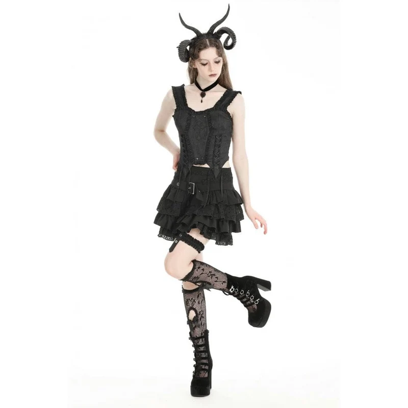 Damen-Gothic-Splice-Rock mit hoher Taille und Strumpfband