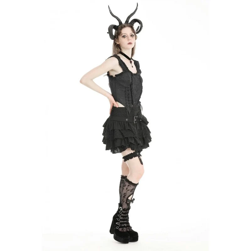Damen-Gothic-Splice-Rock mit hoher Taille und Strumpfband