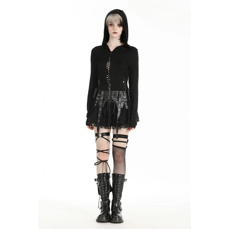 Gothic-Kapuzenpullover mit Rissen für Damen