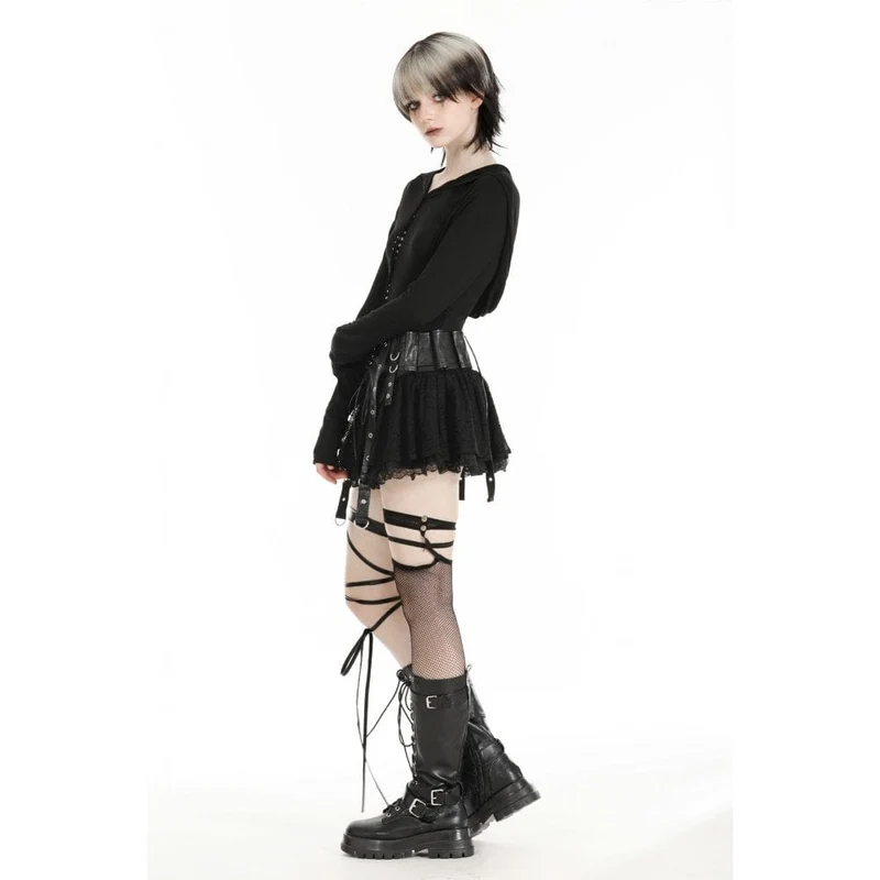 Gothic-Kapuzenpullover mit Rissen für Damen
