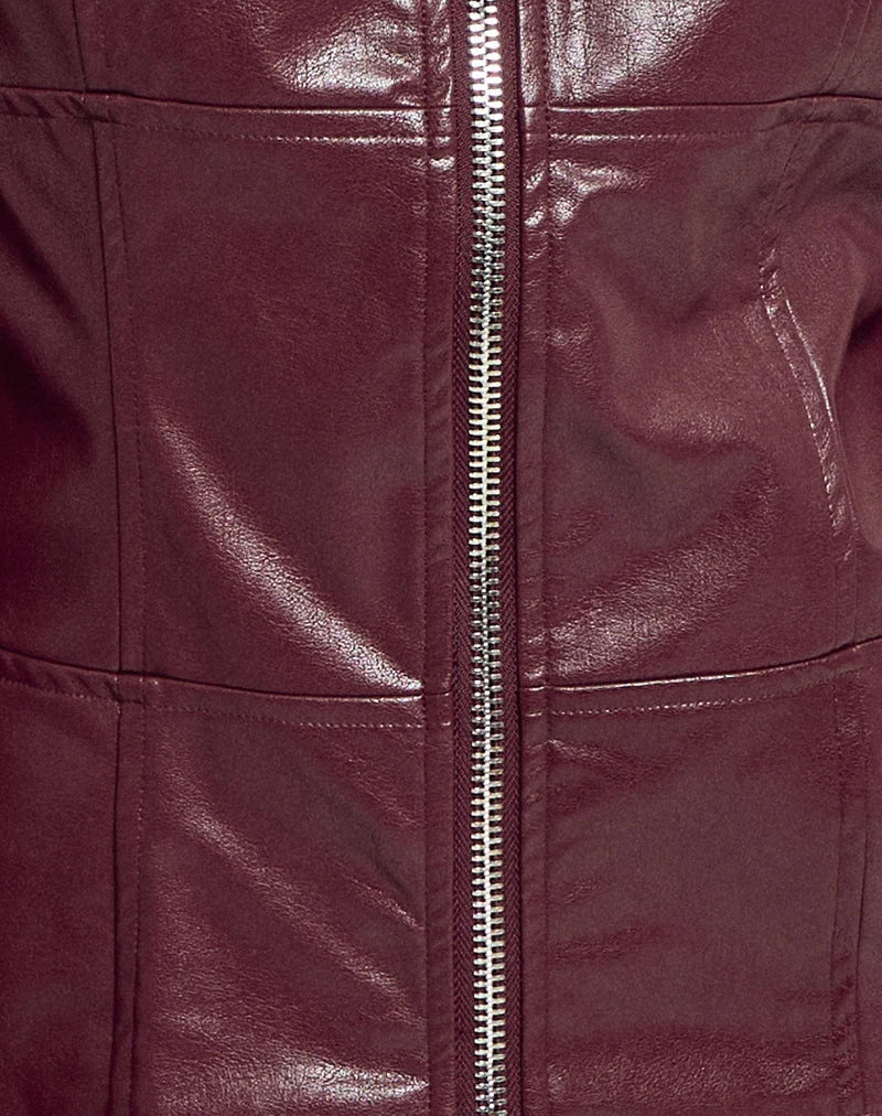 Vincent Fitted Jacke in PU Burgundy