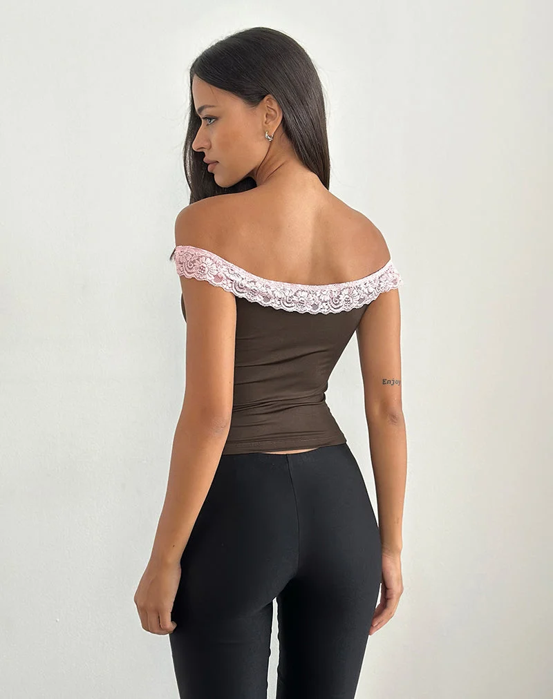 Nesel Top in Braun Slinky Lace Pink