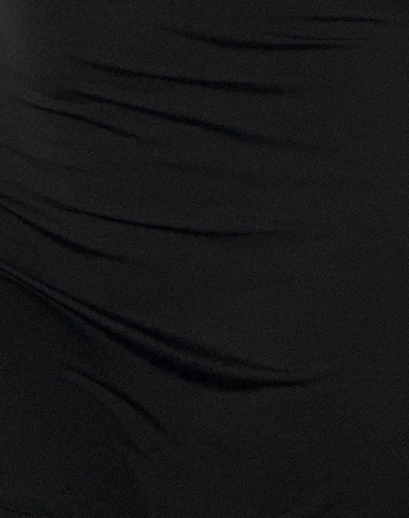 Xeenia One Shoulder Minikleid in Slinky Schwarz