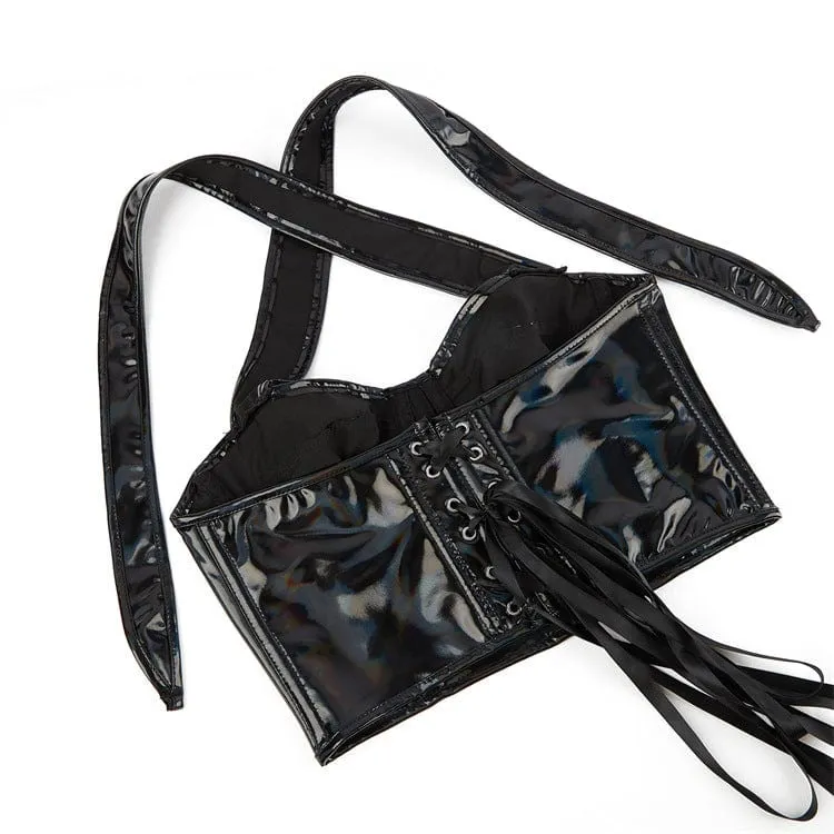 Punk Neckholder-Bustier aus Lackleder für Damen