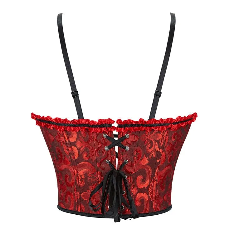 Gothic-Rüschen-Überbrustkorsett für Damen mit Schnürung