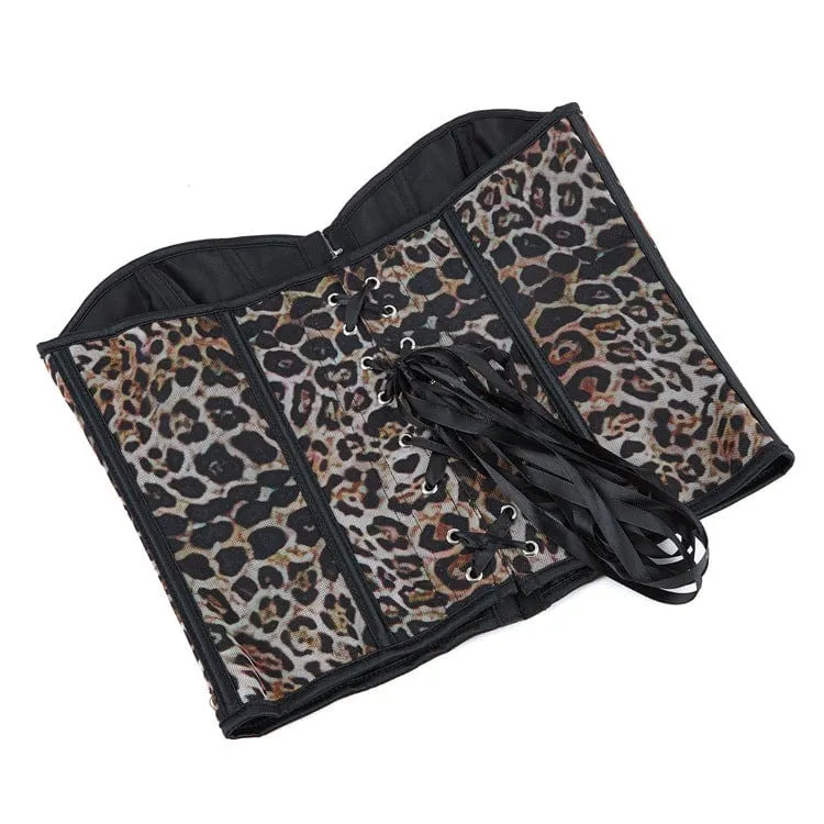 Gothic-Überbrustkorsett mit Leopardenmuster für Damen