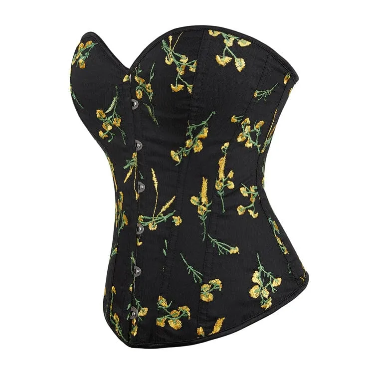 Damen Gothic-Vollbrustkorsett mit Blumenstickerei
