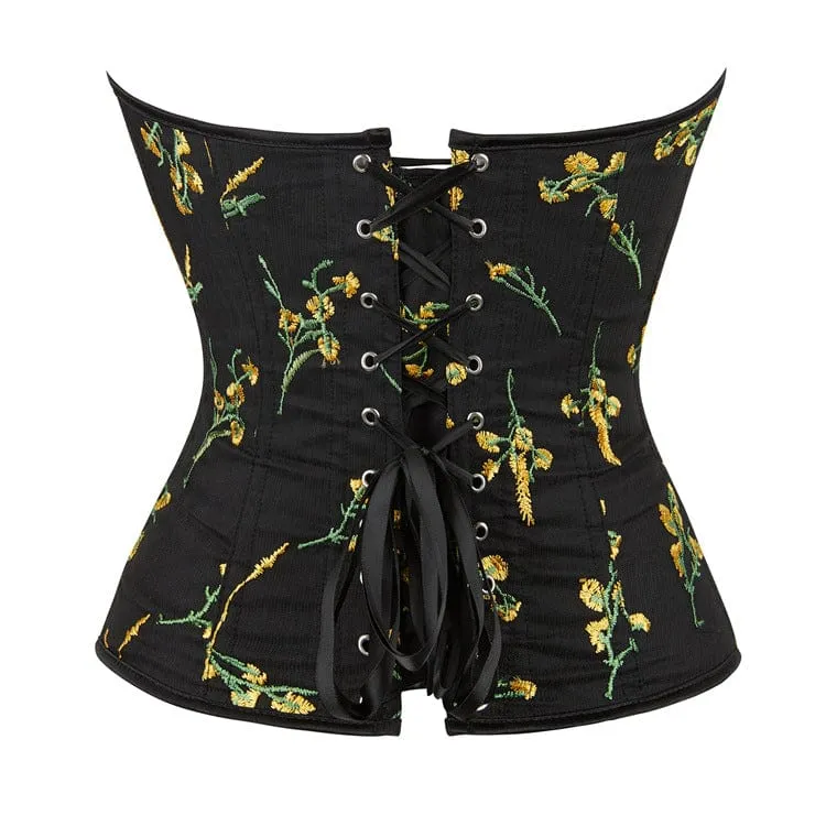Damen Gothic-Vollbrustkorsett mit Blumenstickerei