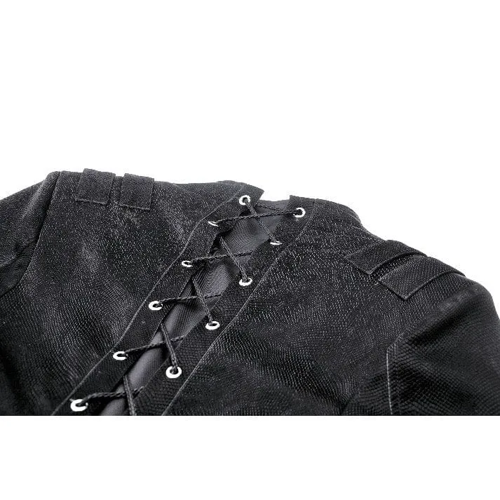 Damen Gothic High/Low Kunstleder-Spleißjacke