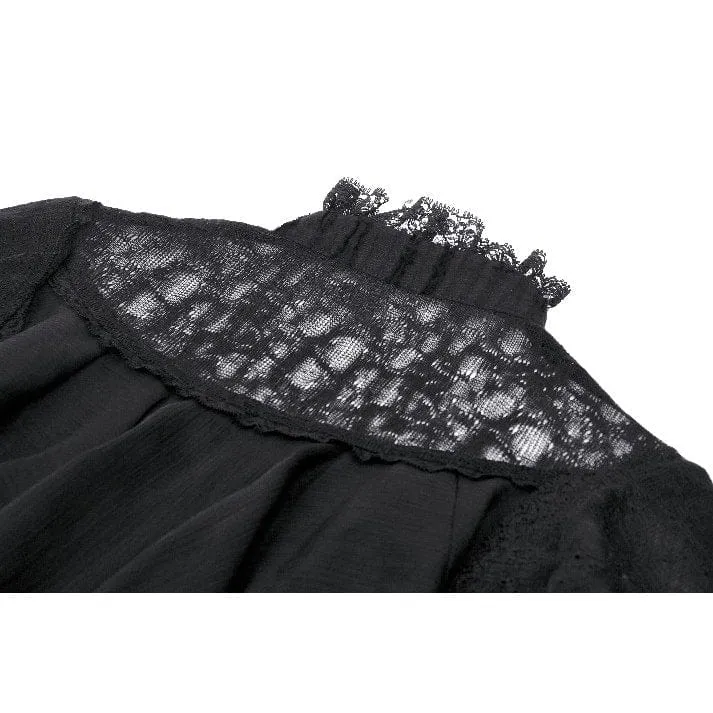 Gothic gekräuseltes Spitzenspleißhemd für Damen