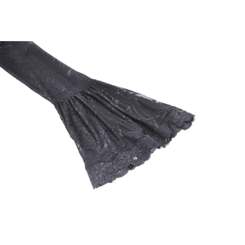 Damen Gothic Unregelmäßige Spitze Samtkleid mit Lagen