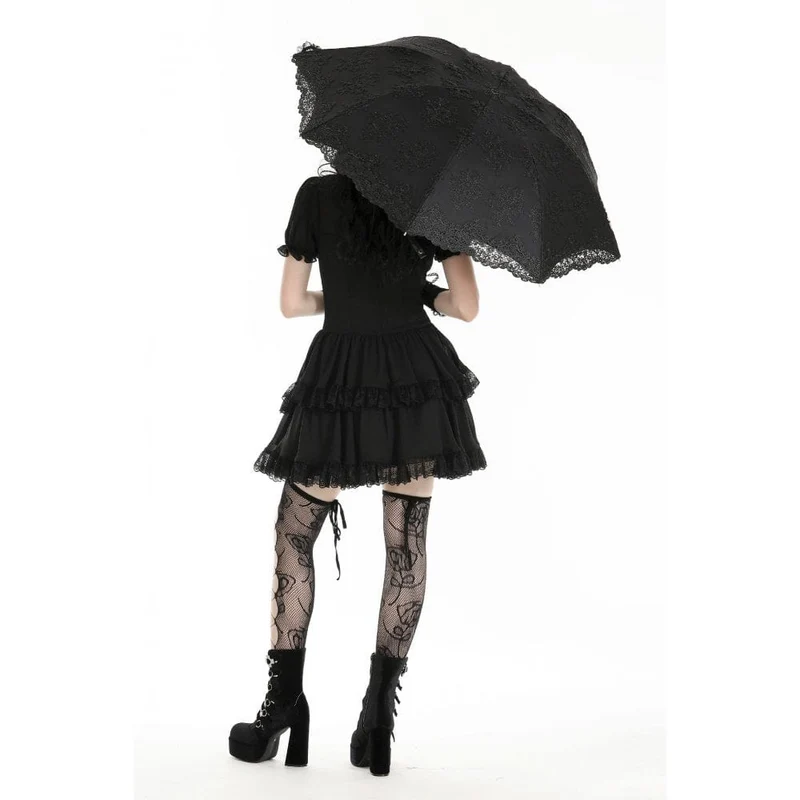 Damen-Regenschirm mit Gothic-Blumenstickerei