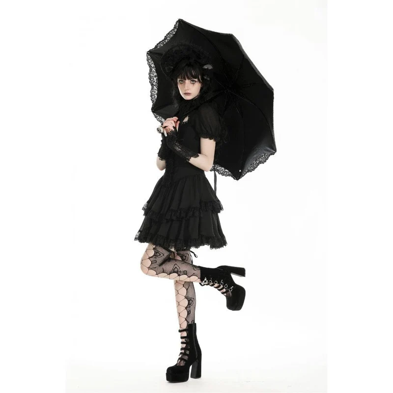 Damen-Regenschirm mit Gothic-Blumenstickerei