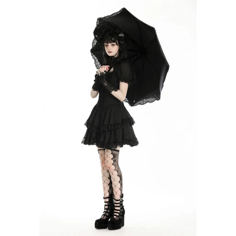 Damen-Regenschirm mit Gothic-Blumenstickerei