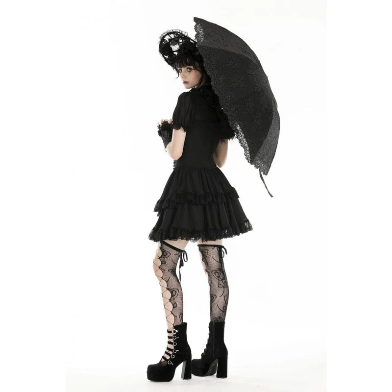 Damen-Regenschirm mit Gothic-Blumenstickerei