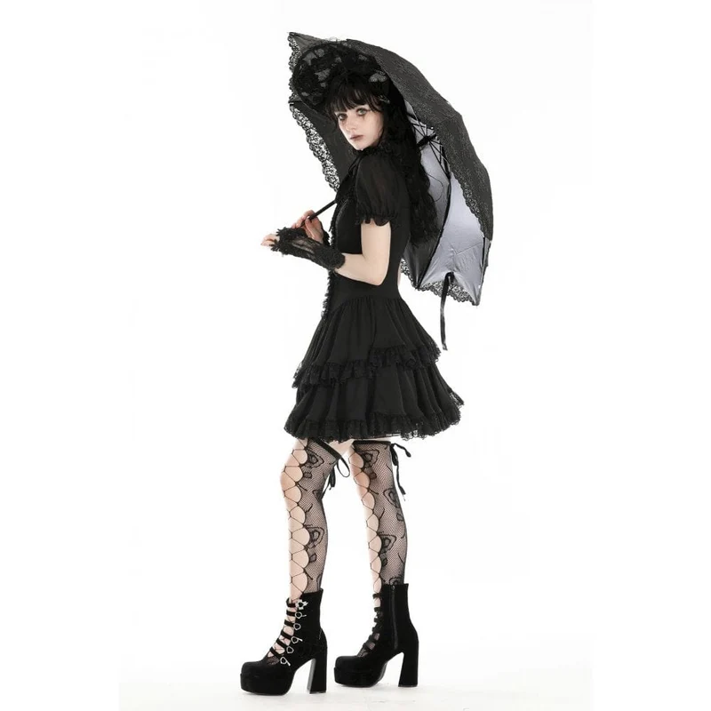 Damen-Regenschirm mit Gothic-Blumenstickerei