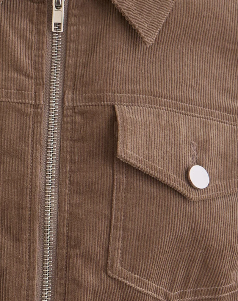 Rohana Passform Jacke in Baby Cord Walnuss Braun