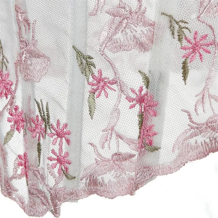 Damen-Overbust-Korsett aus Netzstoff mit Vintage-Blumenstickerei