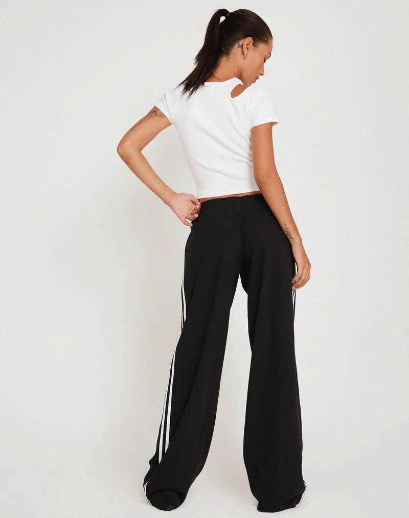 Bennett Hose mit weitem Bein in Tailoring Schwarz mit weißem Streifen