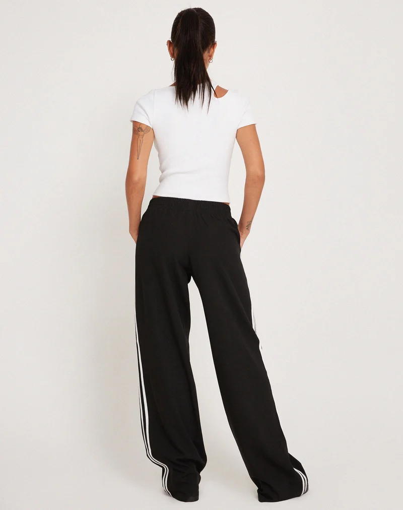 Bennett Hose mit weitem Bein in Tailoring Schwarz mit weißem Streifen