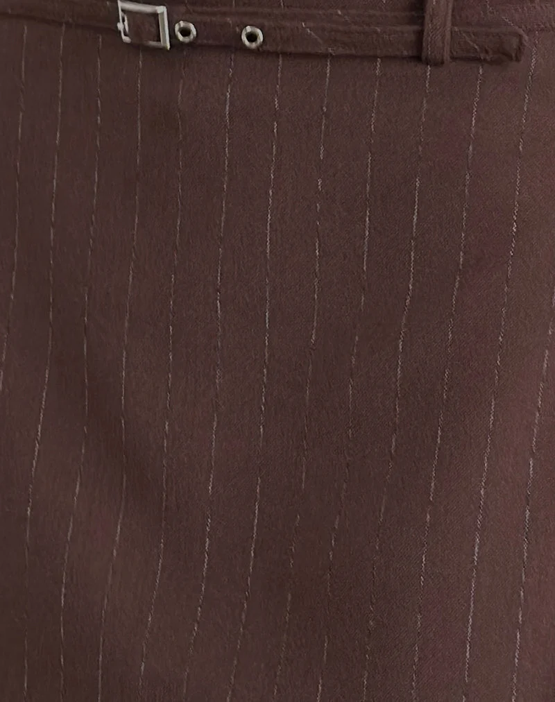 Kaimar Minirock in Nadelstreifen Braun Tailoring