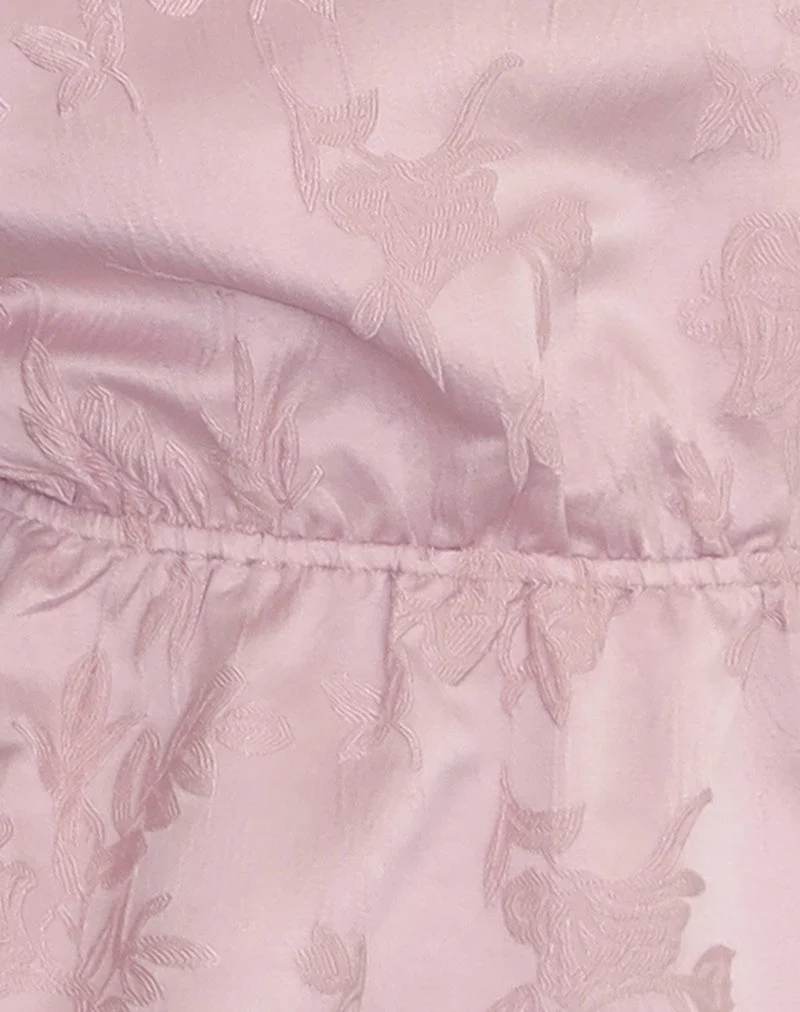 Nambi Kurzarm-Top aus Satin-Jacquard in Babyrosa