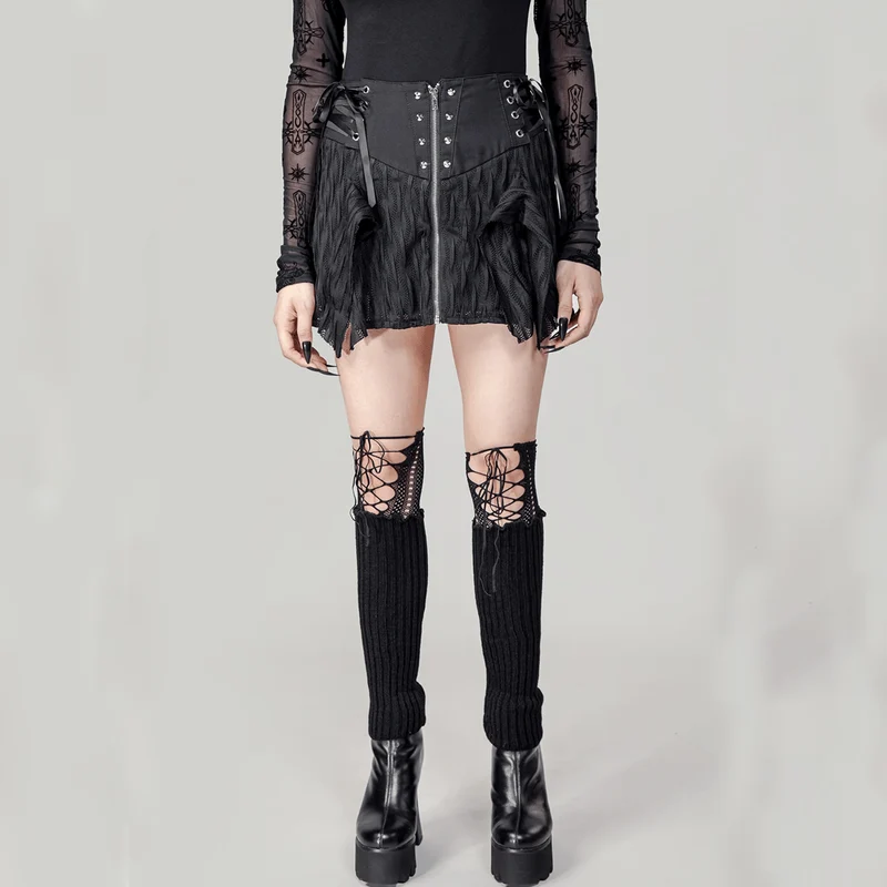 Unregelmäßiger Punk-Schnürrock für Damen
