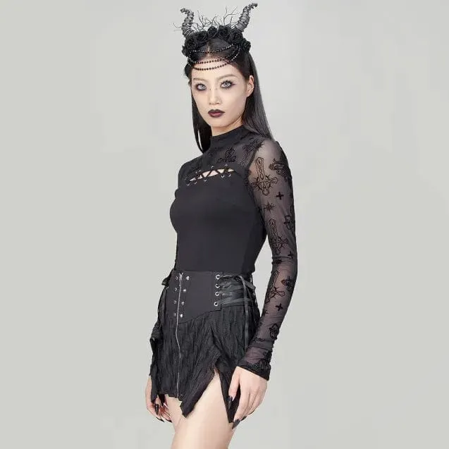 Unregelmäßiger Punk-Schnürrock für Damen