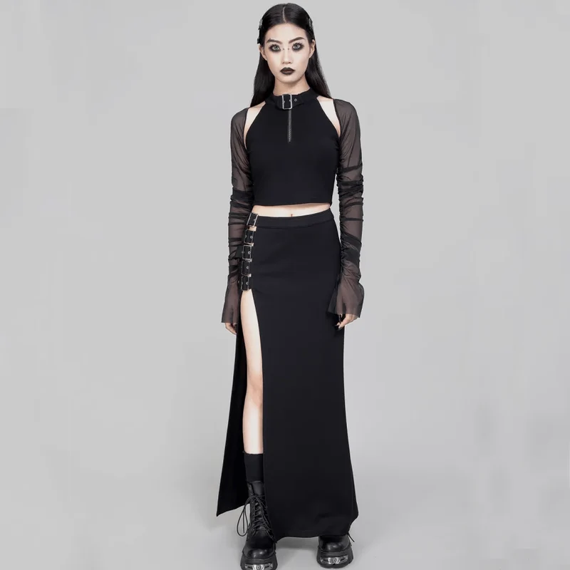 Damen-Gothic-Rock mit mehreren Schnallen