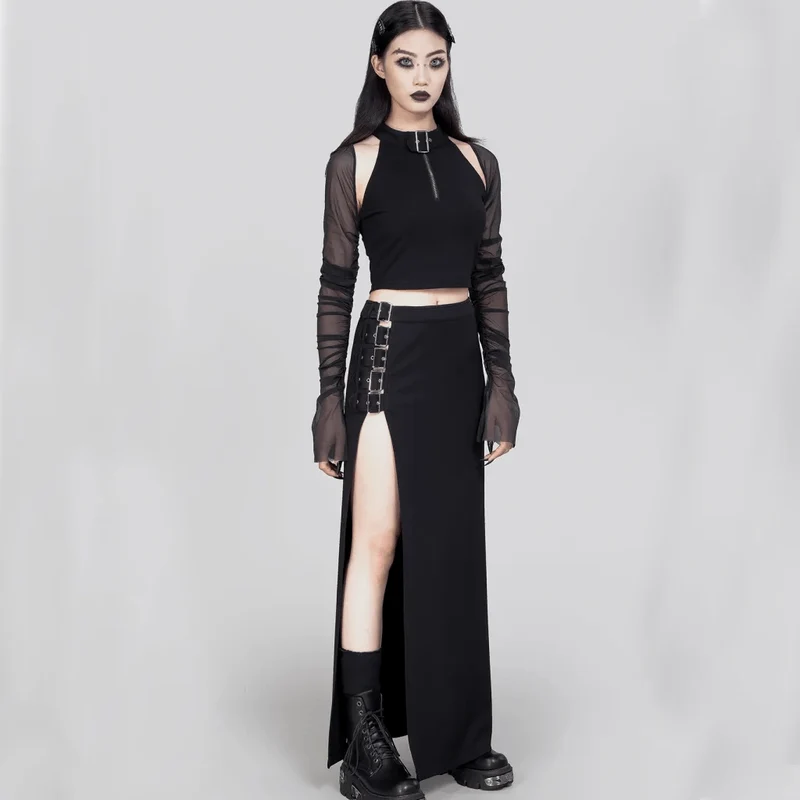 Damen-Gothic-Rock mit mehreren Schnallen