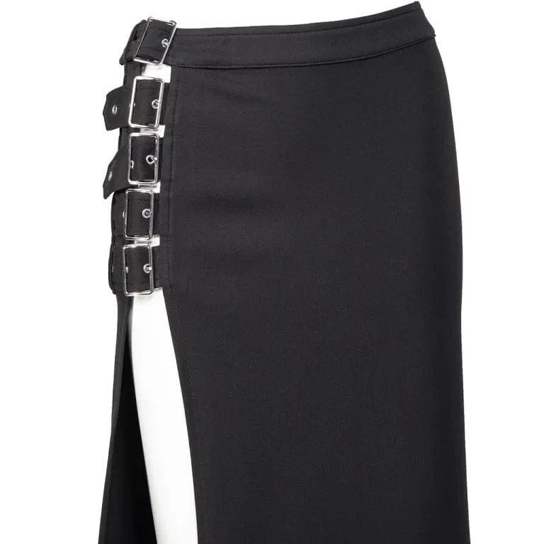 Damen-Gothic-Rock mit mehreren Schnallen