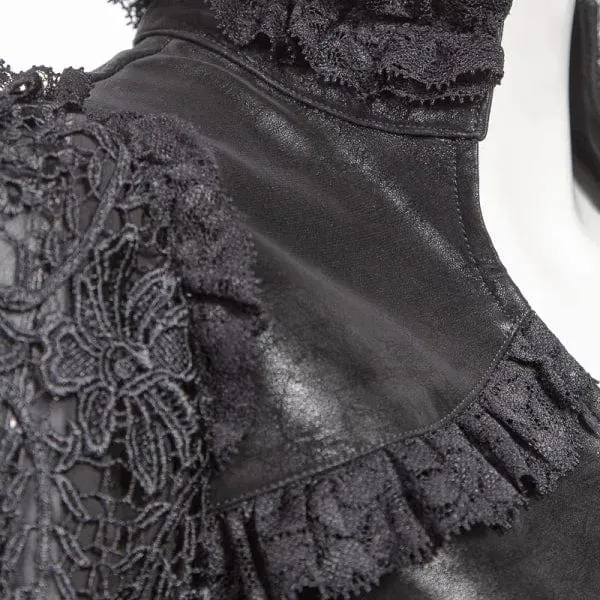 Schwarze Gothic-Jacke aus Kunstleder mit ausgestellten Ärmeln für Damen
