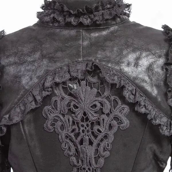 Schwarze Gothic-Jacke aus Kunstleder mit ausgestellten Ärmeln für Damen