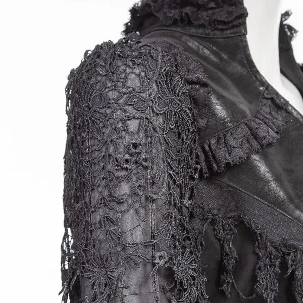 Schwarze Gothic-Jacke aus Kunstleder mit ausgestellten Ärmeln für Damen