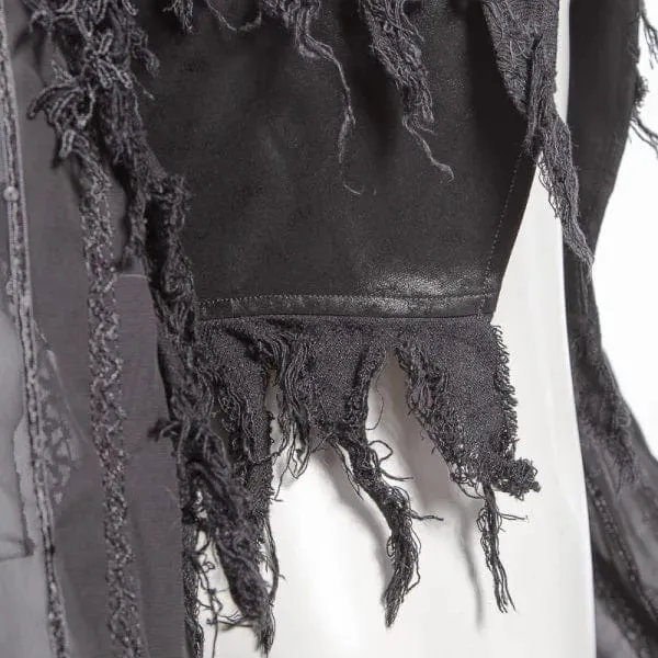 Schwarze Gothic-Jacke aus Kunstleder mit ausgestellten Ärmeln für Damen