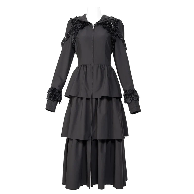 Damen-Gothic-Mantel mit tiefem, ausgestelltem Ärmel und Kapuze