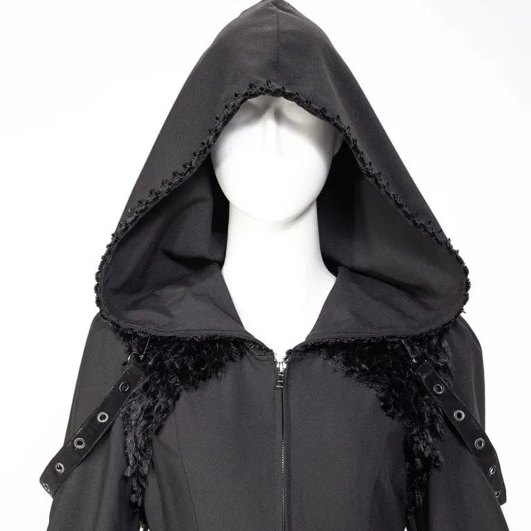 Damen-Gothic-Mantel mit tiefem, ausgestelltem Ärmel und Kapuze