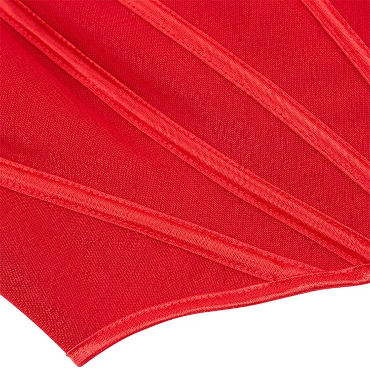 Rotes Gothic-Vollbrustkorsett mit Schnürung für Damen in Mattoptik