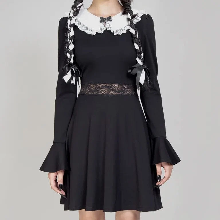 Damen-Kleid mit ausgestellten Ärmeln und Lolita-Puppenkragen