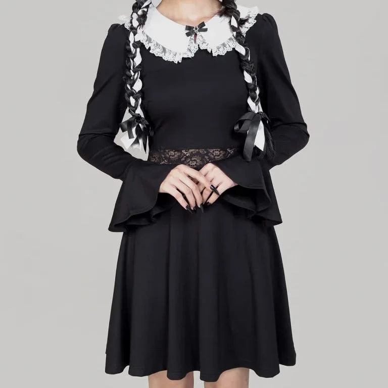 Damen-Kleid mit ausgestellten Ärmeln und Lolita-Puppenkragen